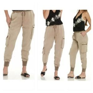 Young Fabulous & Broke Jupiter Zip Cargo Joggers Pants, Tan.  Size: Medium NWT
